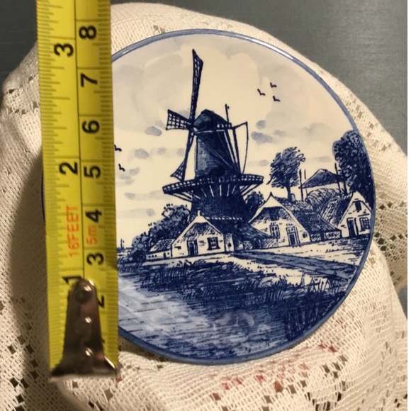 🇳🇱Vintage Delft Blue Hand Painted 3” Wall Plate Detailed Windmill Scene - Picture 4 of 5